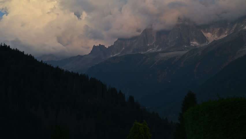 Time Lapse of Mt.Mont Blanc Top of The Alps in Chamonix France, landscape timelapse, travel and vacation, France 4K(UHD)