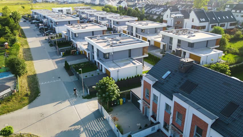 modern residential complex architecture townhouses houses comfortable living Europe  Wroclaw Poland