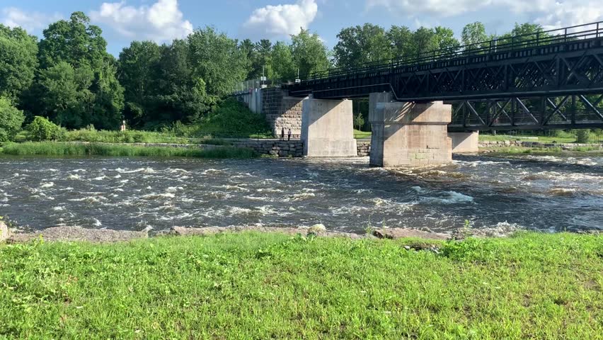 Ottawa River Below the Bridge  Near Carleton University During Summer Time Video 4K