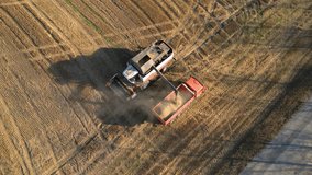 Combine harvester is unloading wheat grain into a truck in sunny day - Powered by Shutterstock - Get 15% off with code: PIKWIZARD15
