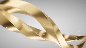 A golden metallic ribbon twists gracefully with glowing highlights on a soft light gray background, creating a modern and luxurious design. - Powered by Shutterstock - Get 15% off with code: PIKWIZARD15
