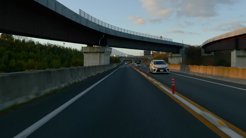 Journey to Mount Fuji: Driving on Izu-Jukan Expressway (POV Real Time Footage); translation: emergency bay, emergency telephone