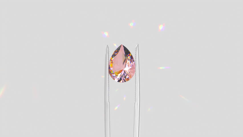 Pink pear-shaped diamond held by tweezers against a neutral background, showcasing its clarity and sparkle. Ideal for luxury jewelry, gemology, diamond grading, and gemstone marketing themes. - Powered by Shutterstock - Get 15% off with code: PIKWIZARD15