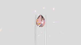 Pink pear-shaped diamond held by tweezers against a neutral background, showcasing its clarity and sparkle. Ideal for luxury jewelry, gemology, diamond grading, and gemstone marketing themes. - Powered by Shutterstock - Get 15% off with code: PIKWIZARD15
