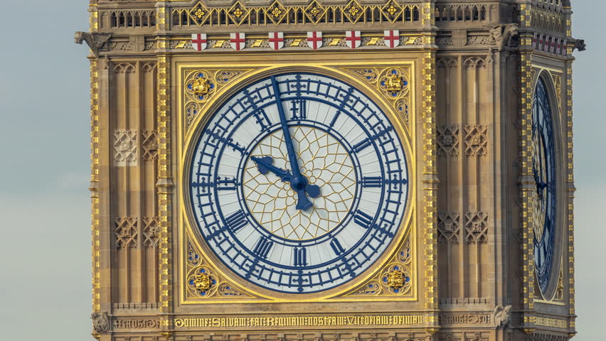 Close up timelapse of the iconic big ben clock in london, england