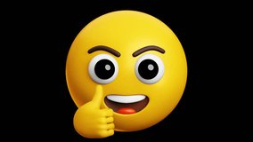 Thumb up, approve face emoji, 3d emoticon animation, Alpha channel, Transparent video	
 - Powered by Shutterstock - Get 15% off with code: PIKWIZARD15