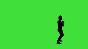 An animated silhouette of a character performing a martial arts round spin hook kick with a green screen background. The scene captures a swift, spinning kick, perfect for dynamic action sequences. - Powered by Shutterstock - Get 15% off with code: PIKWIZARD15
