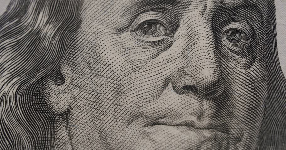 American one hundred dollar paper banknote in close up macro. 100 Dollar Cash. Hundred Dollar Closeup. 100 USD Bills. Concept Finance Business Investment Success. United States money.