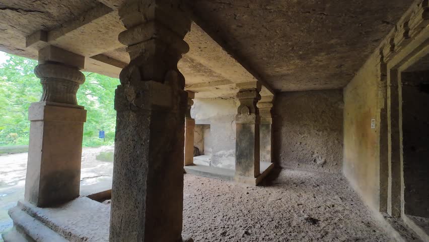 Exploring The Ancient Rock-Cut Caves Of Kanheri in monsoon , Mumbai, Maharashtra, India