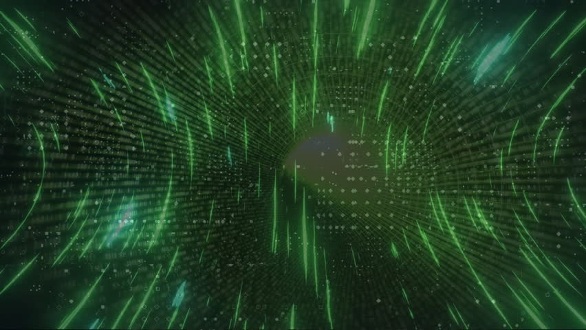 Animation of glowing green light trails moving over light spots on dark background. Connection, data, processing, network and communication, digitally generated video. - Powered by Shutterstock - Get 15% off with code: PIKWIZARD15