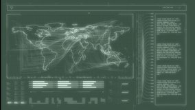 Animation of data processing with world map on green background. Global technology, computing and digital interface concept digitally generated video. - Powered by Shutterstock - Get 15% off with code: PIKWIZARD15