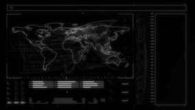 Animation of data processing with world map on black background. Global technology, computing and digital interface concept digitally generated video. - Powered by Shutterstock - Get 15% off with code: PIKWIZARD15