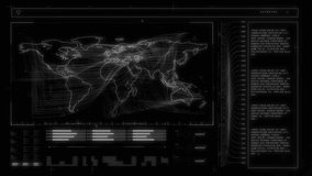 Animation of data processing with world map on black background. Global technology, computing and digital interface concept digitally generated video. - Powered by Shutterstock - Get 15% off with code: PIKWIZARD15