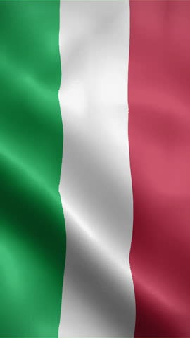 Italy flag waving animation, vertical flag, seamless loop animated, official colors (portrait).