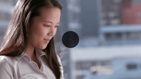 Animation of network of connections with icons over asian businesswoman using tablet. Global connections, business, communication and digital interface concept digitally generated video. - Powered by Shutterstock - Get 15% off with code: PIKWIZARD15