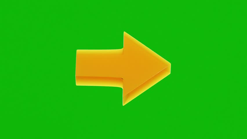 stylised 3d arrow on green screen background