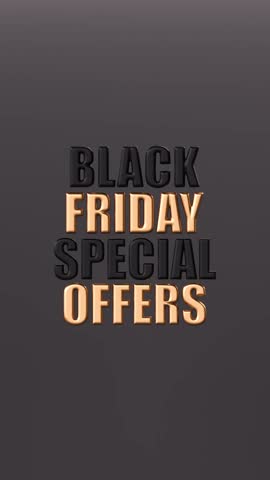 Black Friday animation video for social media with gifts and percent symbols falling and filling the screen on a dark background with black and gold text