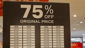 Huge sale promotion in modern shopping mall and clothing store on background. Black Friday concept, sale 75 off. Signboard stand with Black Friday discount in clothing store - Powered by Shutterstock - Get 15% off with code: PIKWIZARD15