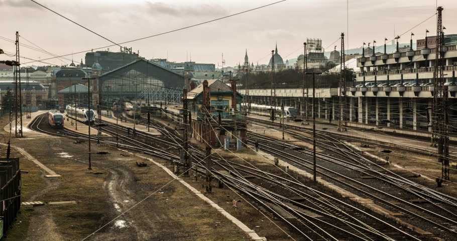 movements at the central train station in Budapest, Hungary