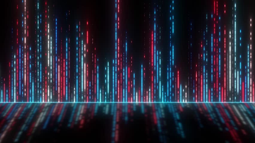 Loop Animation Of Equalizer, Multicolored Sound Equalizer Animation Nightclub And Disco Background, Music Equalizer Animation On Black Background. Audio Spectrum Music Background