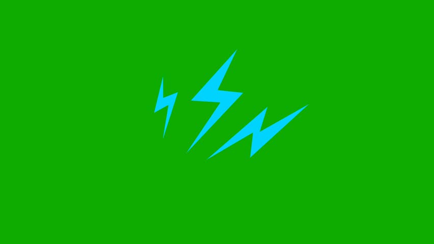 blue lightning icon isolated on green screen