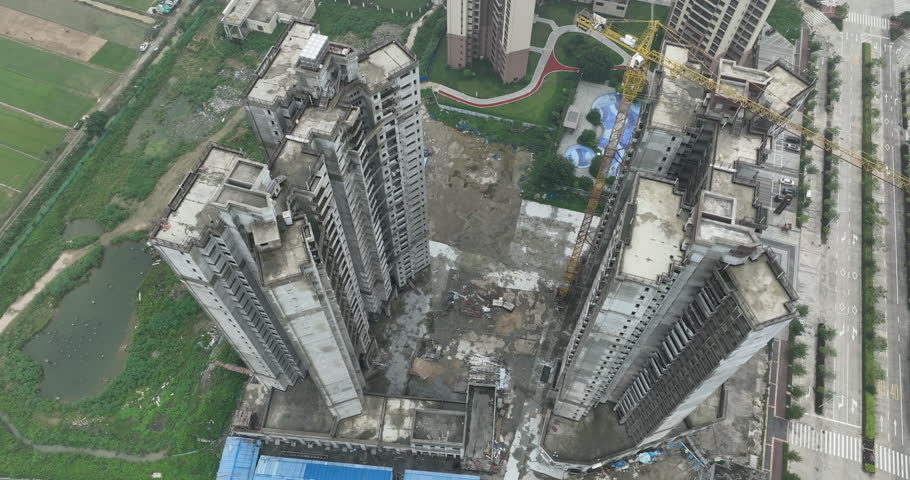 Aerial footage of new house buildings landscape in of shenzhen city, China 