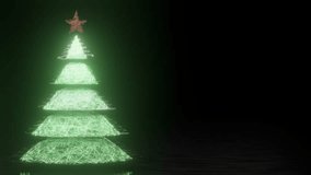 Christmas 3d animation. Christmas tree and greeting text: Merry Christmas. A lot of threads shining with neon light form a pattern. Loop abstract 3d animation - Powered by Shutterstock - Get 15% off with code: PIKWIZARD15