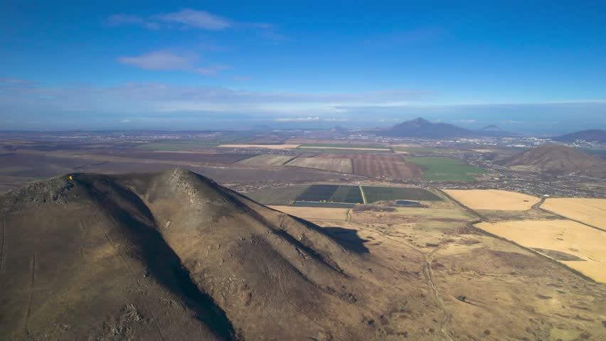 Beautiful aerial view of mountainous terrain. Landscape and nature of the North Caucasus