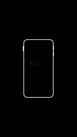 Rotate Your Phone to Landscape position to the right. Vertical black screen with Rotate Your Device icons to Horizontal orientation. Outline Icon