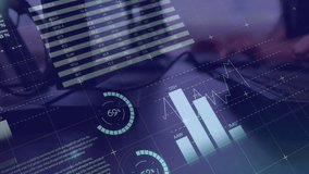 Animation of financial data processing over caucasian man using computer keyboard. Global finance, business, connections, computing and data processing concept digitally generated video. - Powered by Shutterstock - Get 15% off with code: PIKWIZARD15