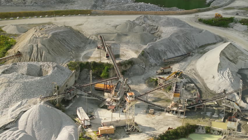 Limestone quarry at industrial open-pit mining site In North Carolina Appalachians, USA