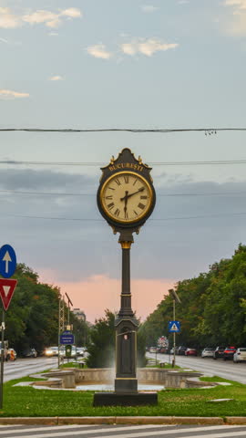 Time lapse of cars moving on the streets of Bucharest, Romania. Vertical