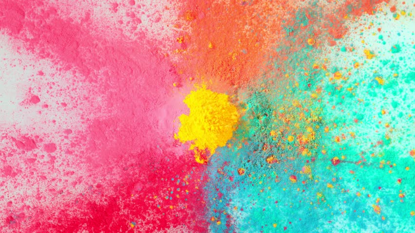 Super Slow Motion Shot of Rotating Colorful Powder Explosion on White Background at 1000fps.