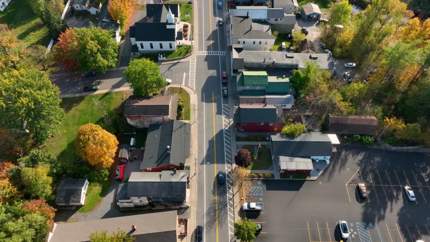 Aerial view of Schroon Lake, NY, showcasing the town
