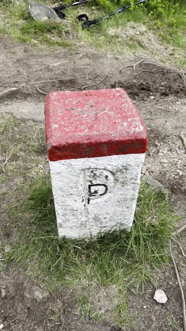 Border post on the border between Poland and the Czech Republic in the Jizera Mountains