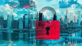 security padlock business concept cityscape - Powered by Shutterstock - Get 15% off with code: PIKWIZARD15