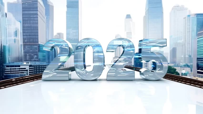 The text 2025 on white business background