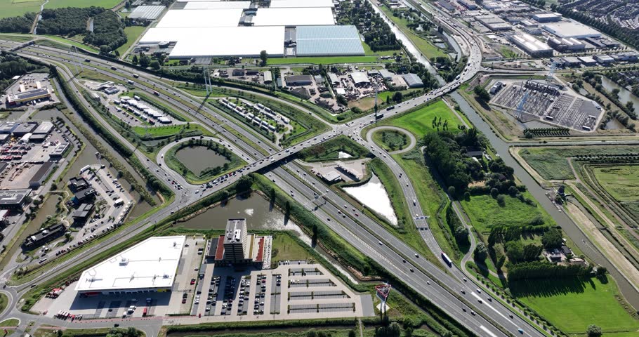 Traffic infrastructure highway in the Netherlands. Transporation and mobility by road.