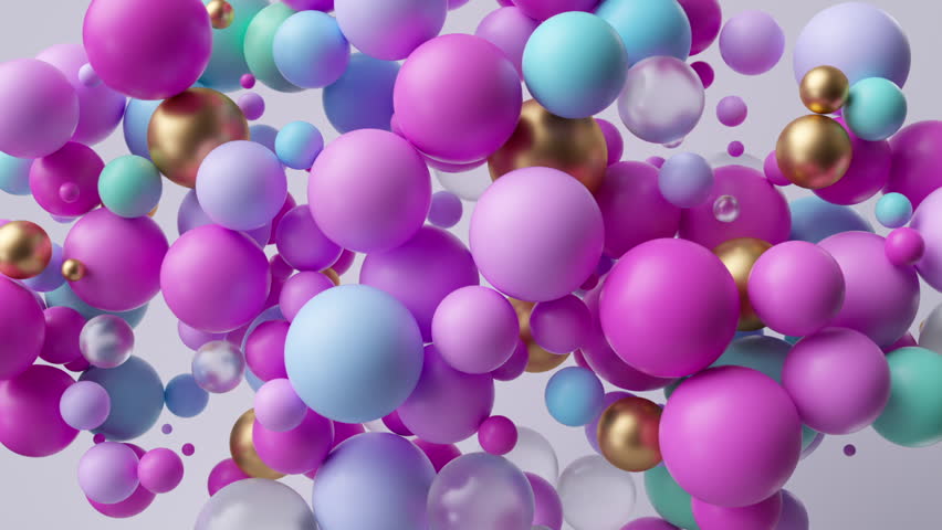 looping 3d animation, minimalist abstract geometric background. Assorted multicolored balls shift. Seamless wave. Animated fun intro