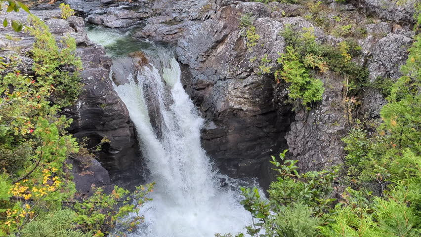 The Sainte-Anne Waterfalls on the Sainte-Anne river in the Gaspesie national park (Sainte-Anne-des-Monts, Gaspesie, Quebec, Canada)