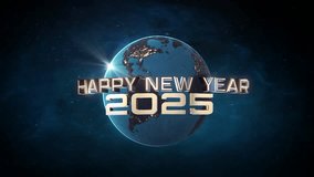 Happy New Year 2025 on world globe background animation. Happy New Year celebration New concept.New Year 2025 - Powered by Shutterstock - Get 15% off with code: PIKWIZARD15