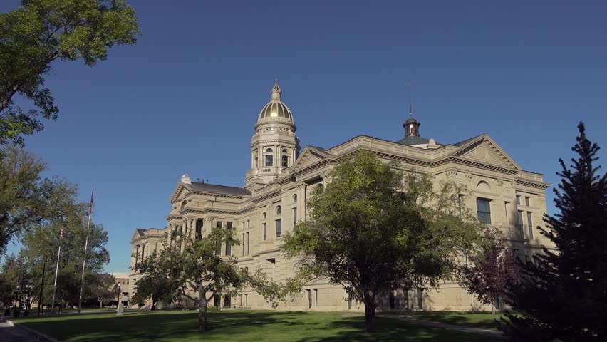 The State Capitol Building at Cheyenne Wyoming, USA, establishing view