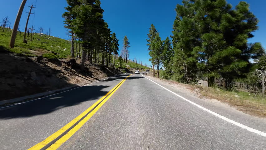 Lake Tahoe Emerald Bay Road 01 Front View Eagle Point 89 Northbound Driving Plates California USA Ultra Wide