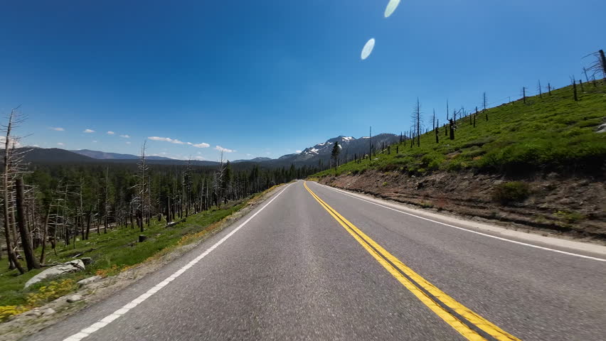 Lake Tahoe Emerald Bay Road 01 Rear View Eagle Point 89 Northbound Driving Plates California USA Ultra Wide