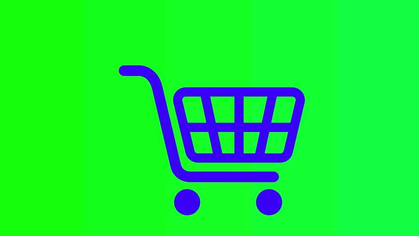 Chroma Key Shopping Cart Icon Animation | Seamless Green Screen E-Commerce Clip for Marketing Retail