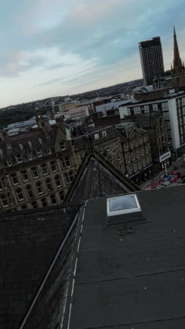 This breathtaking video offers a unique perspective of Sheffield City Centre, captured from above. The footage showcases the citys iconic landmarks, including the Town Hall, Peace Gardens, and