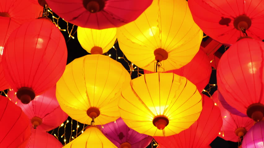 Traditional Chinese lantern for Chinese New Year. Lantern hanging at outdoors.