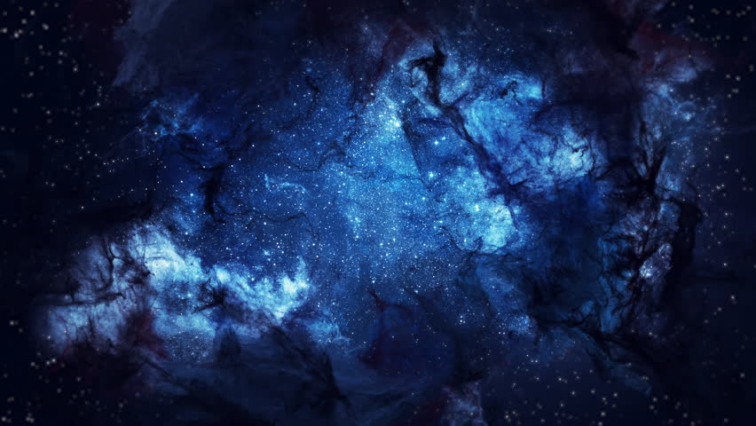 Nebula Clouds Background Loop. 3D rendering. Passing nebula orange clouds on background seamless loop.
