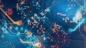 Animation of digital data processing over computer circuit board. Global connections, computing and data processing concept digitally generated video. - Powered by Shutterstock - Get 15% off with code: PIKWIZARD15