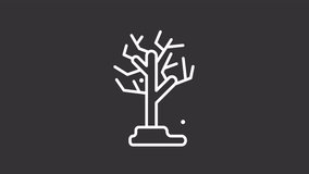Animated bare tree white icon. Snowfall and leafless plant line animation. Winter season. Nature landscape. Isolated illustration on dark background. Transition alpha video. Motion graphic - Powered by Shutterstock - Get 15% off with code: PIKWIZARD15